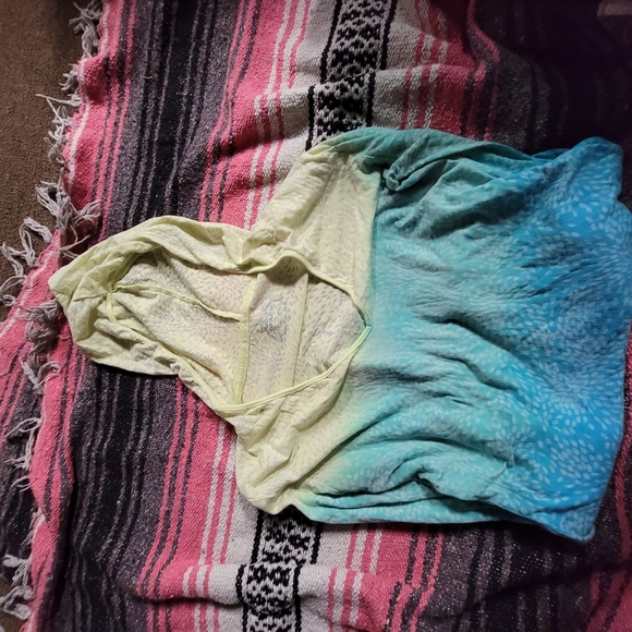 Prana Blue, green, yellow Ombre Burnout Hoodie Lightweight Longsleeve W's Medium - Picture 7 of 11